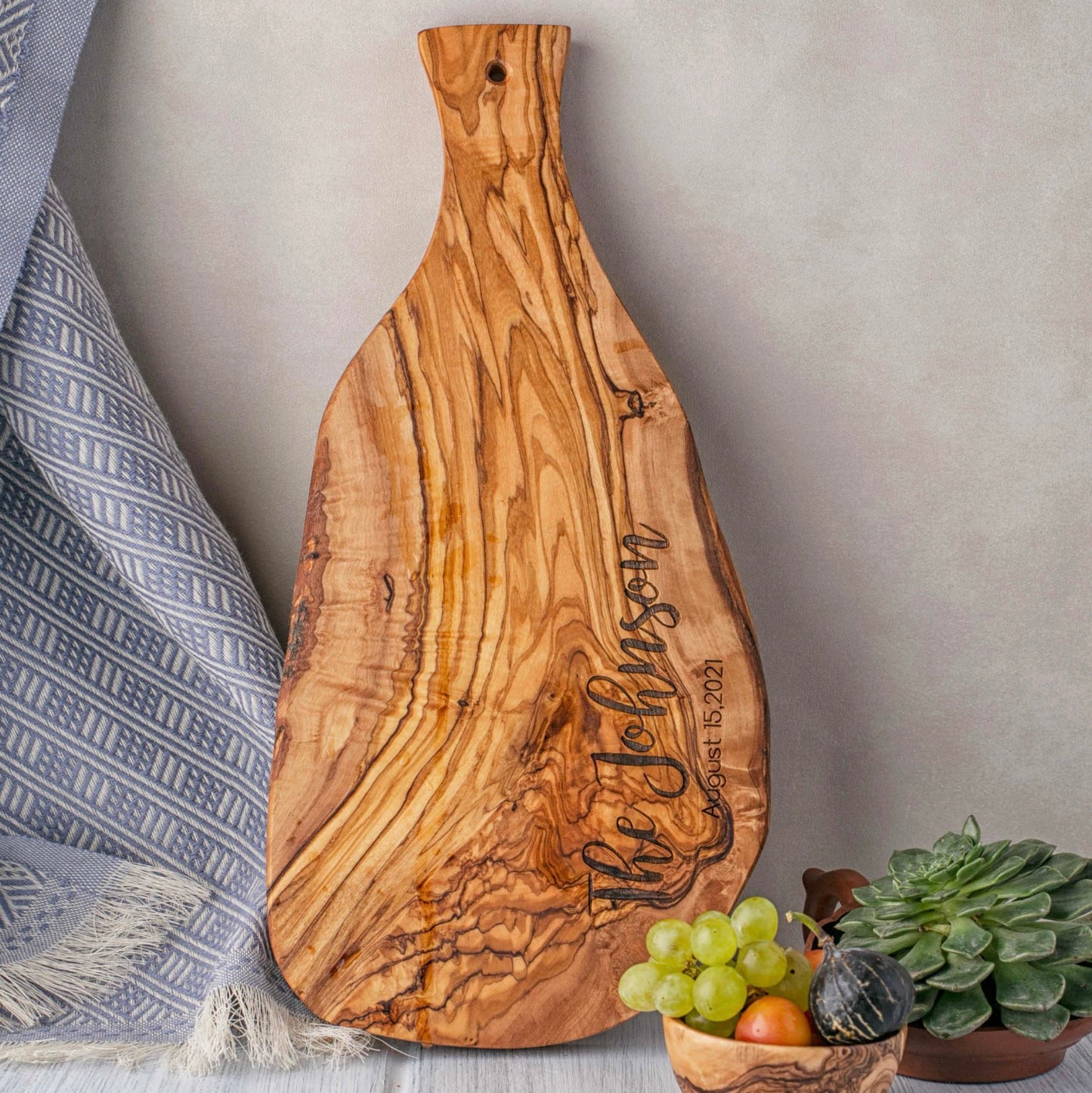 Personalized Olive Wood Serving Charcuterie Board