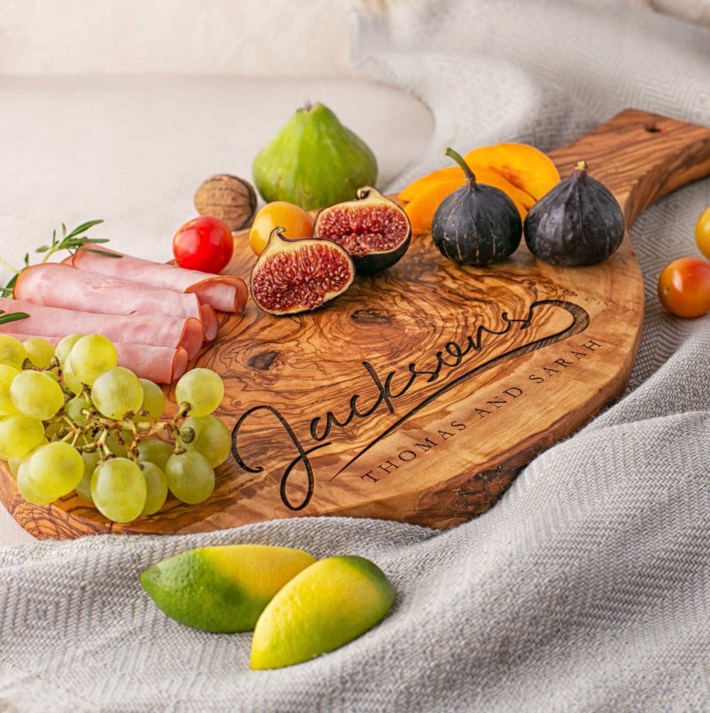 Personalized Olive Wood Serving Charcuterie Board