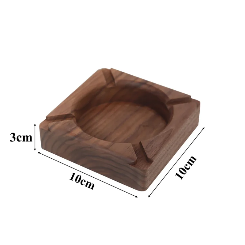 Square Walnut Wood Ashtray - Image 2